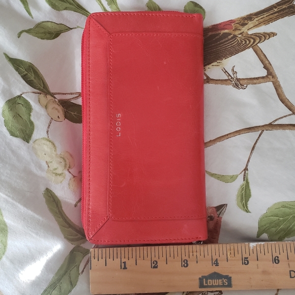 NWT LODIS Leather Wallet Zip Zippered Red - Picture 8 of 10